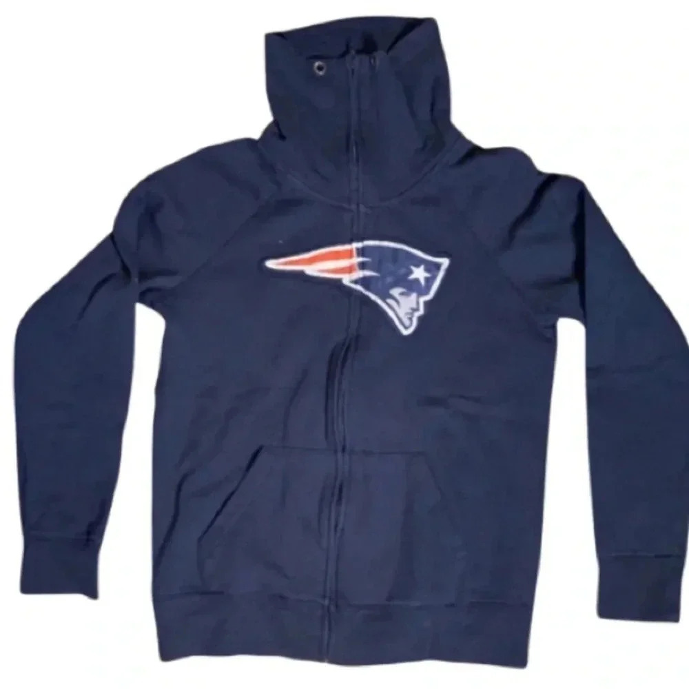NFL VTG Athletic Casual New England Zip Up Navy Turtleneck Sweatshirt SZM